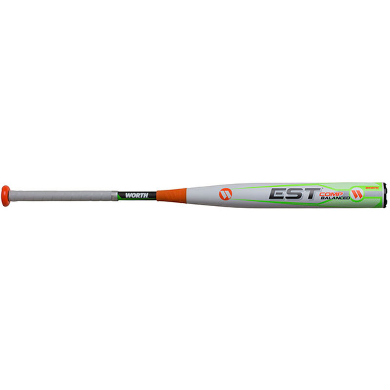 A 2019 EST COMP ASA balanced bat with a white barrel and white handle - SKU: WE19BA loading=